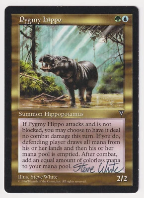 Signed Pygmy Hippo MP Visions Artist Steve White 1996 MTG Magic Reserved List! - Image 1 of 2