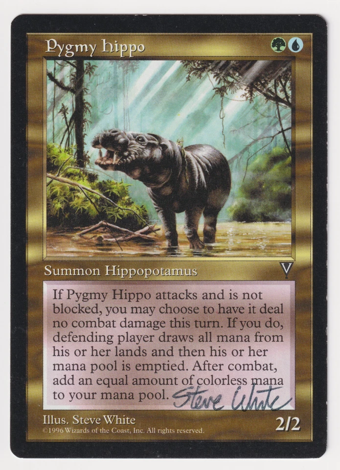 Signed Pygmy Hippo MP Visions Artist Steve White 1996 MTG Magic Reserved List! - Image 1 of 2