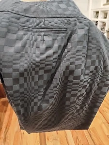 Vintage 90s Y2k Etcetera 31x30.5 Black Checkered Swirl Slacks Retro Chic Flared - Picture 1 of 14