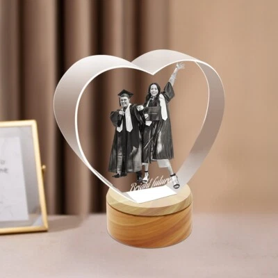 Marco de fotos corazón de cristal 3D único regalo, regalo de cumpleaños boda aniversario Foto 1 de 4