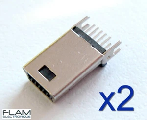 2x Connecteur à souder Mini USB 10 broches /Mini USB Connector to solder 10 pins - Foto 1 di 15