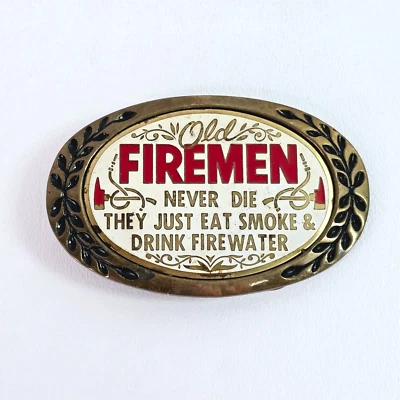 Hebilla de cinturón de agua vintage Old Companies Never Die They Just East Smoke & Drink Fire Foto 1 de 4