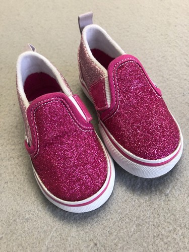 Vans Sneakers Bambino Bambina Taglia 5 Nuove Slip On Glitter Lampone Scarpe Casual