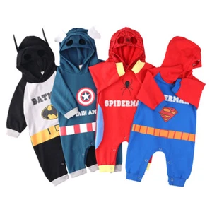 Newborn Baby Boys Cartoon Hooded Bodysuit Romper Jumpsuit Role Play Clothes - Picture 1 of 22
