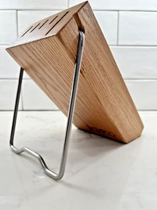 Bloque de cuchillos CUTCO ahorro de espacio 5 ranuras madera de roble miel soporte de metal plegable #1746 - Imagen 1 de 8