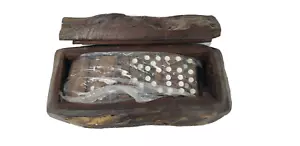 Hand Carved Wooden Dominoes Set Desert Ironwood Rustic Log Wood Game Sealed - Picture 1 of 6