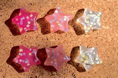 Set of 6 CONFETTI STAR bulletin board pushpins, thumbtacks, or magnets - Image 1 of 4