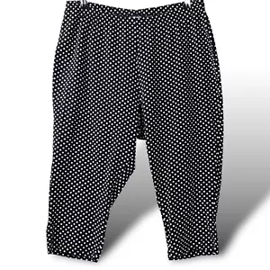 Woman Within Capri Leggings Womans Sz 1X Black & White Polka Dot Cotton Pants - Picture 1 of 8