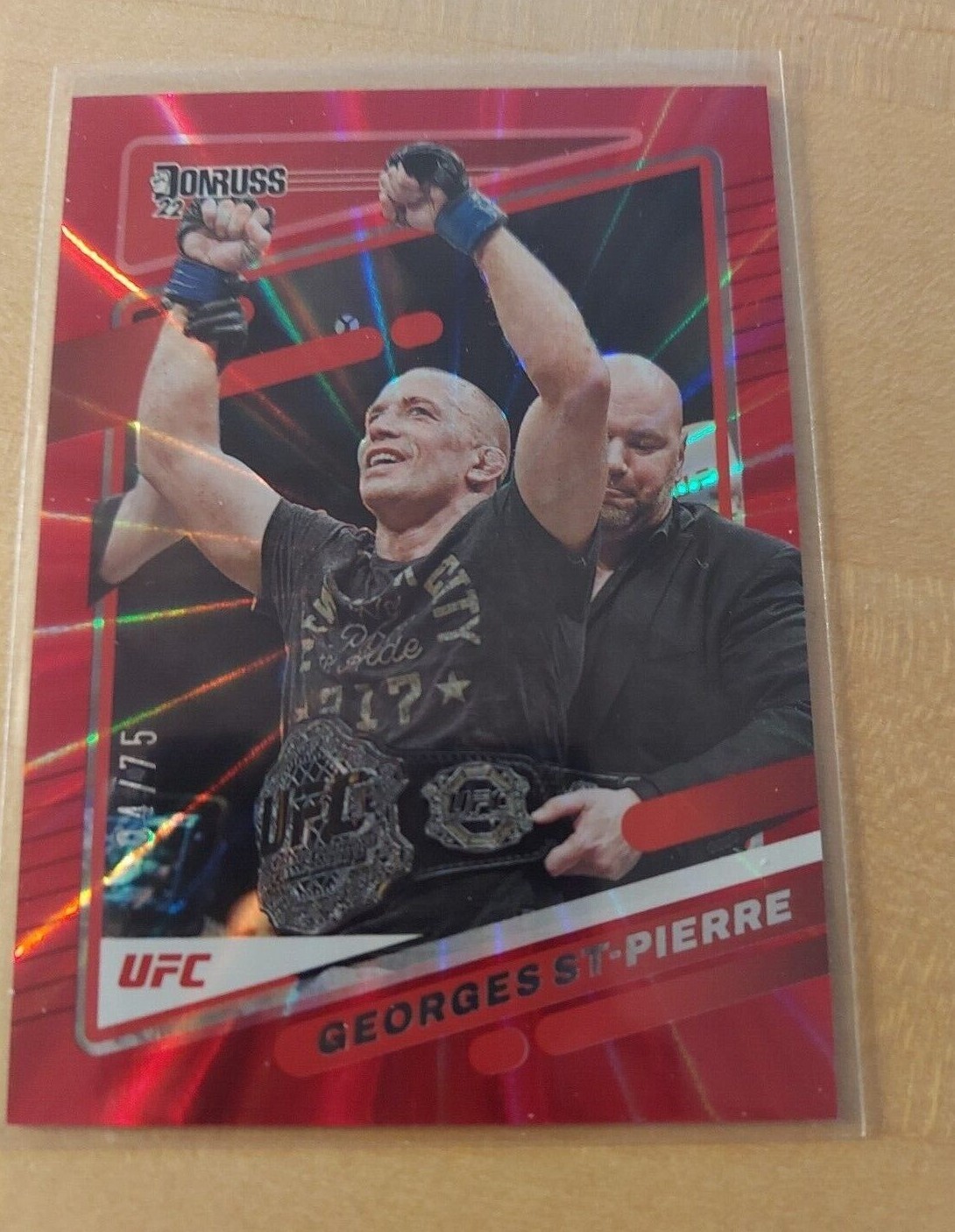 2022 Panini Donruss UFC Holo Red Laser #169 Georges St-Pierre #'d/75
