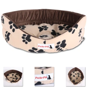 Katzenbett Hundebett Tierbett Körbchen Plüsch 54x48cm Beige-Braun Hund Katze - Bild 1 von 6