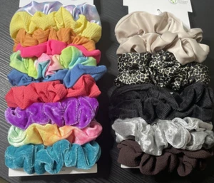 Time & Tru multi color  and multi pack Hair Scrunchies NEW 2 packs of 10 - Picture 1 of 5