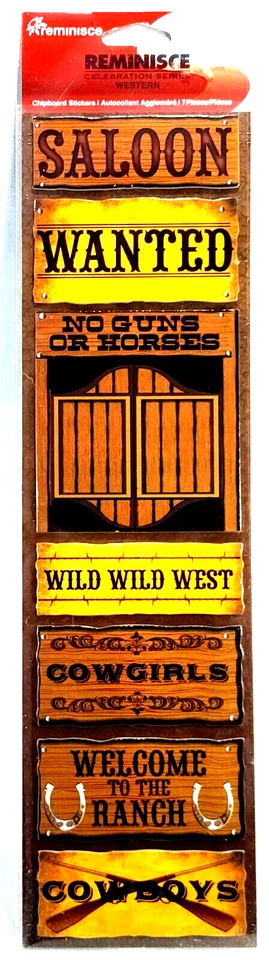 Pegatinas de aglomerado con reminiscencias de vaqueras buscadas de vaquero del salvaje oeste salón Foto 1 de 2