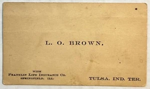 Antique Business Card Franklin Life Insurance Co. Agent Tulsa Indian Territory - Picture 1 of 4