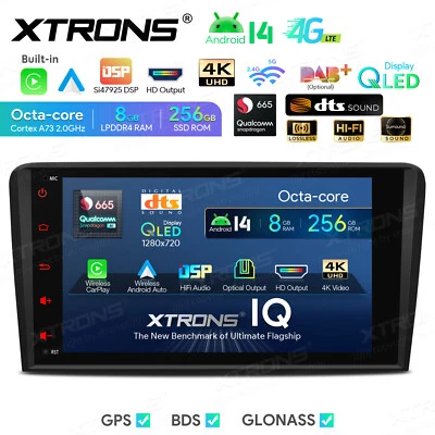 XTRONS 8" Android 14 Autoradio 8G+256GB DSP 4K HiFi DTS GPS für Audi A3 8P 8P1 - Bild 1 von 4