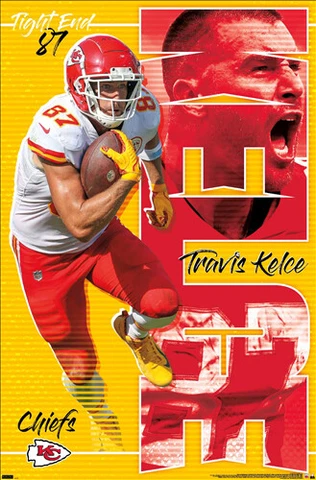 Travis Kelce INTENSITY Kansas City Chiefs 2022 NFL Football 22x34 WALL POSTER Cover