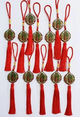 12 Virgen De Guadalupe Red String Tassel  Car Pendant Baptism Religious Favors  - Image 1 of 4