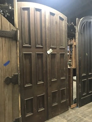 Massive Pair Walnut Entry Doors Antique Entry Doors Raised Panel Walnut Entry  - Image 1 of 4