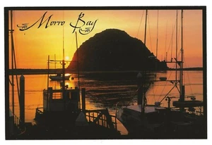 Postcard Morro Rock at Morro Bay California Sunset - Picture 1 of 2