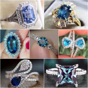 Gorgeous 925 Silver Plated,Gold Plated Rings Cubic Zirconia Women Gift Size 6-10 - Bild 1 von 28
