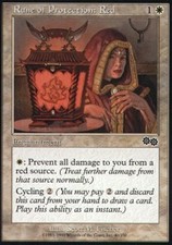 4x Rune of Protection: Red MTG Urza's Saga NM Magic Regular