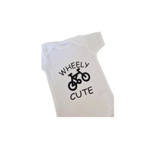 Funny Baby Grows-Wheely Cute-Cycling Baby-Novelty Baby Grows-Funny Baby Clothes - Picture 1 of 19
