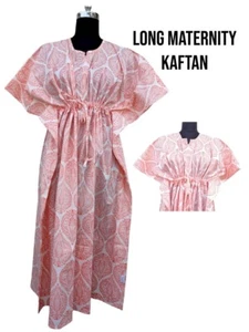 Soft Cotton Maternity Kaftan – Off-White with Paisley Print, Adjustable Waist - Picture 1 of 1