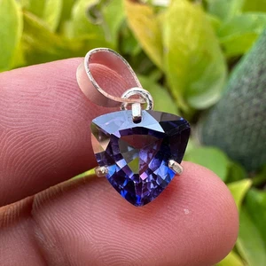 Ciondolo in argento massiccio zaffiro BLU certificato naturale 15 ct pietra preziosa sfusa - Foto 1 di 6