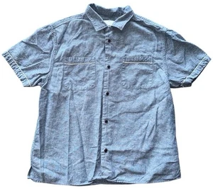 Katin Mens Medium Blue Linen Blend Button Up Short Sleeve Shirt - Picture 1 of 4