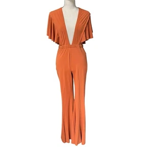 Sugarhigh Lovestoned Yoko Catsuit L Terracotta Jumpsuit USA 70’s - Bild 1 von 7