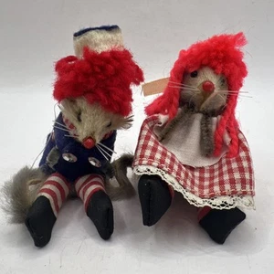 Vintage Original Fur Animals Made In West Germany Raggedy Ann and Andy Mice - Picture 1 of 13