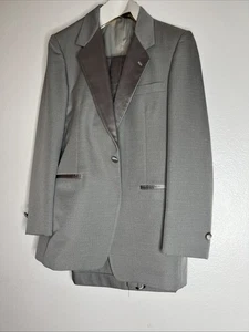 Vtg After Six Couture Tuxedo Suit 3 Pc Gray Formal Weddings Jacket Pants 40R - Picture 1 of 11