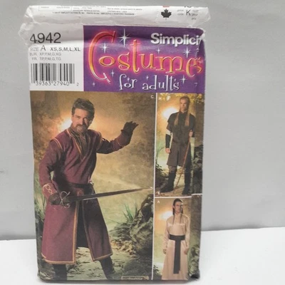 Simplicity 4942 Lord of the Rings / Swordsman, Costume Pattern Men's XS-XL Uncut - Image 1 of 2