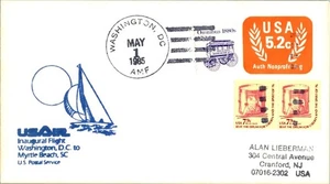 USAir Primer Vuelo Aeropuerto Washington DC - Myrtle Beach Carolina del Sur - 1985 - Imagen 1 de 2