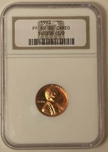 1963 Proof Lincoln Memorial Cent NGC PF 69 RD Cameo, PR69CAM RD - Picture 1 of 4