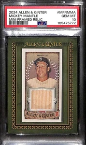 2024 Topps Allen and Ginter Mini Framed Relics MFRMMA Mickey Mantle Bat PSA 10 - Picture 1 of 2