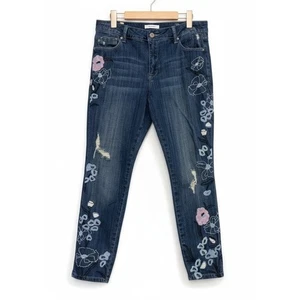 Laurie Felt Los Angeles Denim Jeans Embroidered Floral Design Women's 10 - Picture 1 of 12
