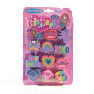 Lisa Frank VALENTINSTAG JUMBO RADIERGUMMIS * 12 Stück versiegelte Verpackung - Bild 1 von 2