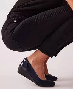 Anne Klein AK Wisher Pump Black Slip On Shoe Comfort Wedge Heels Women's 6.5 M - Picture 1 of 12