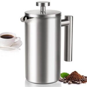12 OZ French Press Coffee Maker Sturdy Insulated Full Stainless Steel Coffee ... - Picture 1 of 8