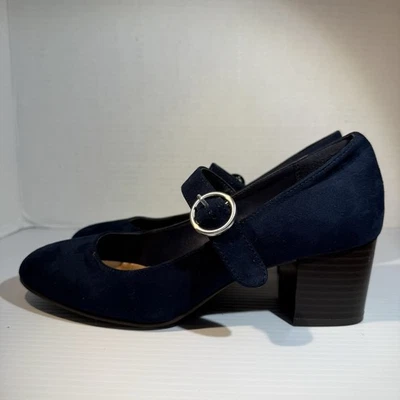 Style & Co Macys JURNAE Navy Faux Suede Mary Jane Pumps Heels Women’s Size 6.5M - Image 1 of 4