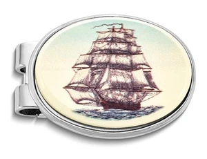 Mens Lightning Ship Oval Money Clip - Picture 1 of 4