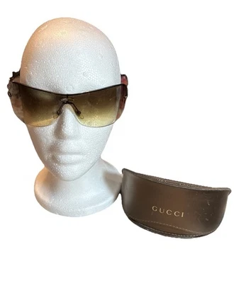Gucci rimless shield sunglasses with gradient lenses and branded case. - Image 1 of 4