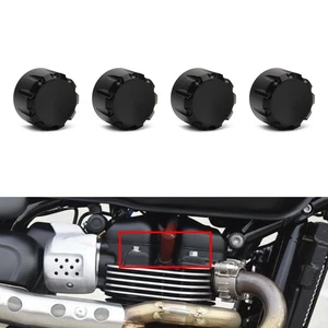 Billet Machined Head Bolt Mutter Abdeckkappe für T120 Thruxton 4 Stück Schwarz - Picture 1 of 10