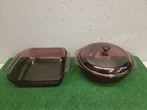 Cranberry Lila Pyrex Glas Auflaufform Schüssel mit Deckel mit Kasserolle - Bild 1 von 15