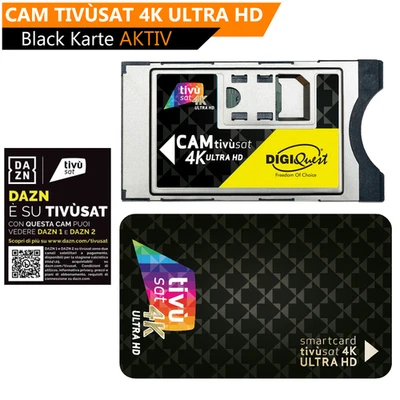 Tivusat 4K + HD Modul mit Tivusat Karte aktiviert Freigeschaltet Cam CI+ Schwarz - Bild 1 von 4