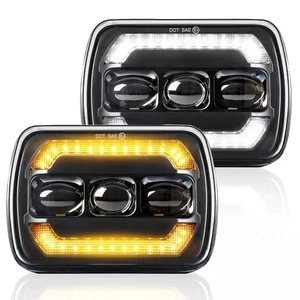 LED Headlights H6054 LED 7x6 5x7, Hi/Low Sealed Beam with DRLs turn signal light - Picture 1 of 10