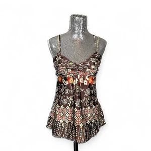 Vintage Y2K Rampage Satin Babydoll Top Medium Flared Hem Ruched Bust Fairy Party - Picture 1 of 6
