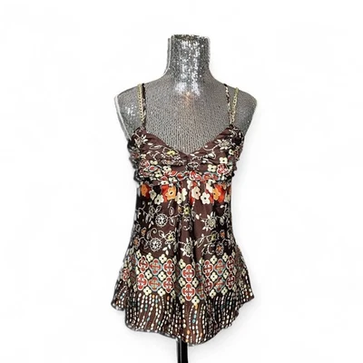 Vintage Y2K Rampage Satin Babydoll Top Medium Flared Hem Ruched Bust Fairy Party - Image 1 of 4