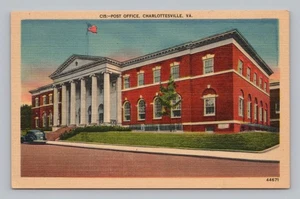 Postcard Post Office Charlottesville Virginia - Picture 1 of 2