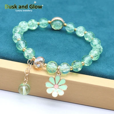 Pulsera con dije de piedra de vidrio regalo mujeres damas niñas fiesta joyas Reino Unido NUEVO Foto 1 de 4
